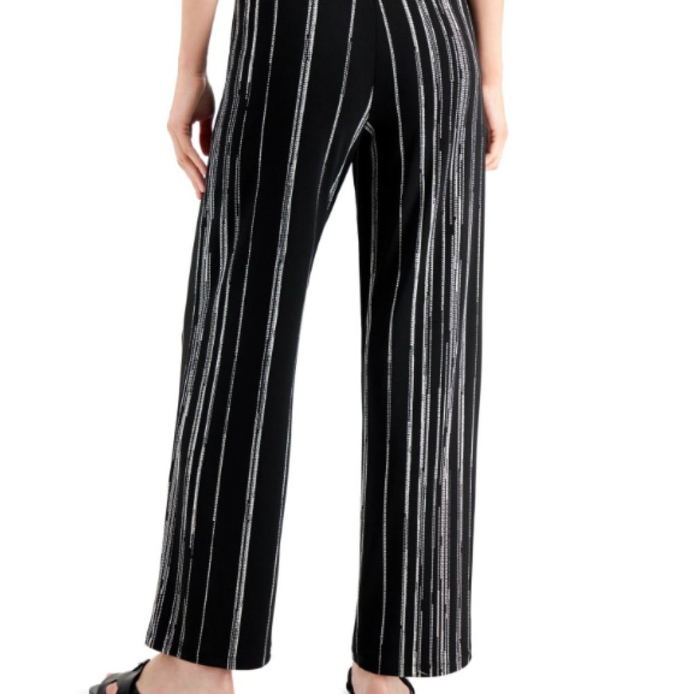 Striped Wide Leg Pants, Black and White